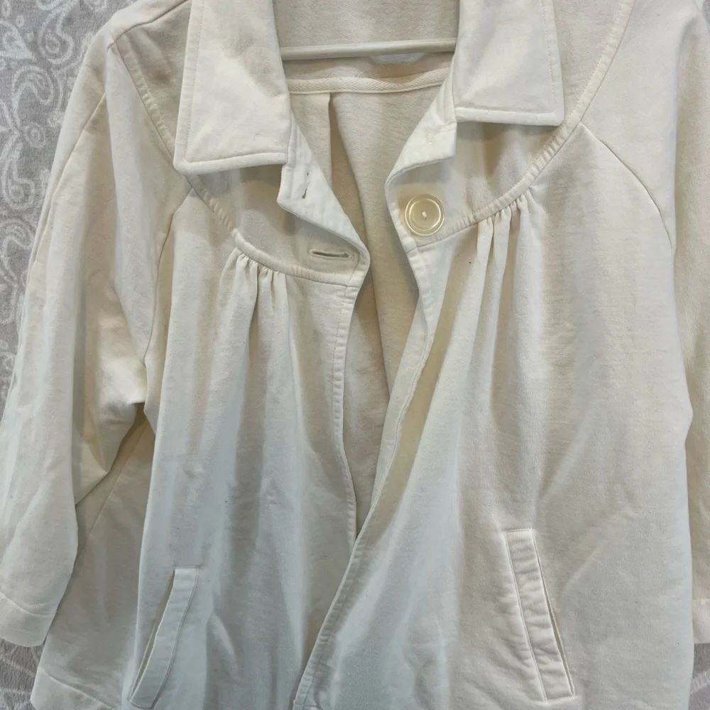 CROFT & BARROW CREAM CAPE BLAZER JACKET WARM XL TOP SHIRT BLOUSE POCKETS EUC